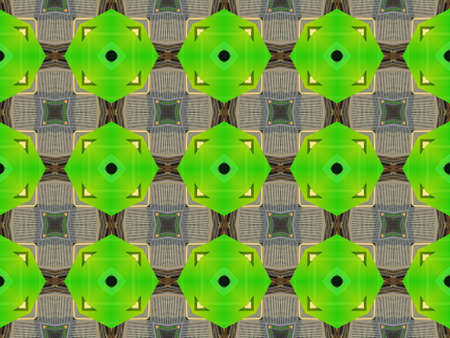 Green Ethnic pattern. Abstract kaleidoscope fabric design.の写真素材