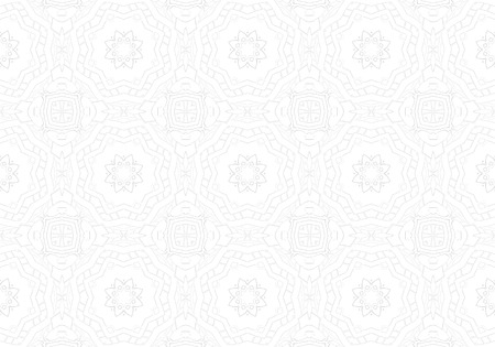 White Ethnic pattern. Abstract kaleidoscope fabric design.の写真素材