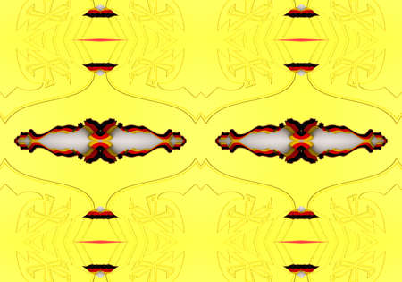 Yellow Ethnic pattern. Abstract kaleidoscope fabric design.