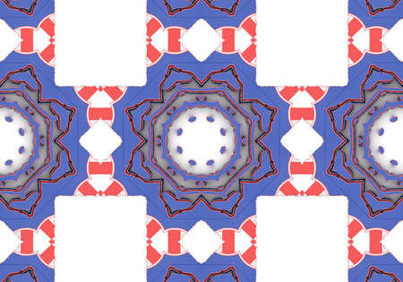 Blue Ethnic pattern. Abstract kaleidoscope fabric design.の写真素材