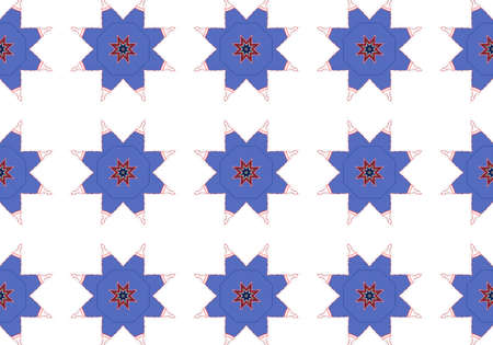 Blue Ethnic pattern. Abstract kaleidoscope fabric design.の写真素材