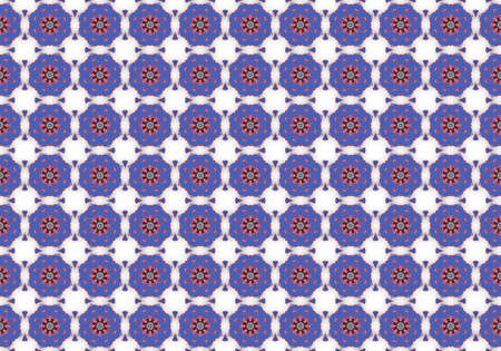 Blue Ethnic pattern. Abstract kaleidoscope fabric design.