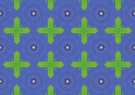 Blue Ethnic pattern. Abstract kaleidoscope fabric design.