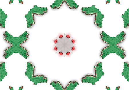 Green Ethnic pattern. Abstract kaleidoscope fabric design.の写真素材