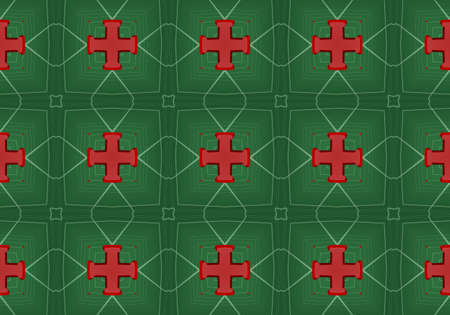 Green Ethnic pattern. Abstract kaleidoscope fabric design.の写真素材