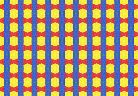 Yellow Ethnic pattern. Abstract kaleidoscope fabric design.