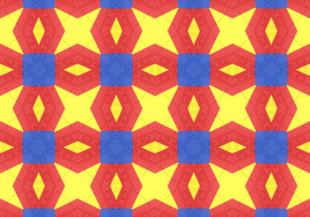 Yellow Ethnic pattern. Abstract kaleidoscope fabric design.