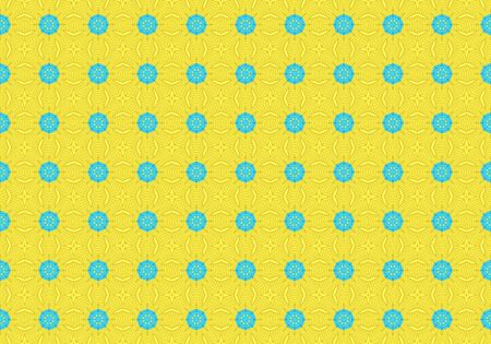 Yellow Ethnic pattern. Abstract kaleidoscope fabric design.の写真素材