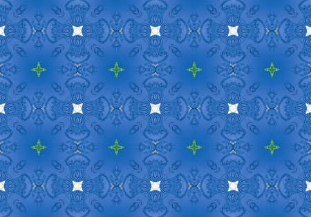 Blue Ethnic pattern. Abstract kaleidoscope fabric design.