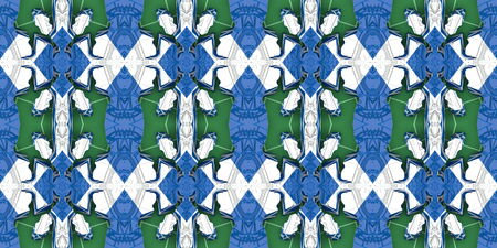 Blue Ethnic pattern. Abstract kaleidoscope fabric design.
