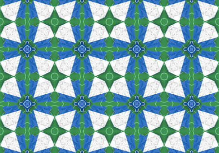 Blue Ethnic pattern. Abstract kaleidoscope fabric design.