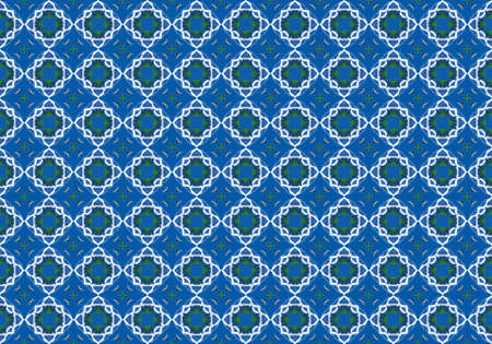 Blue Ethnic pattern. Abstract kaleidoscope fabric design.の写真素材