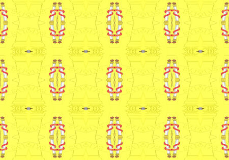 Yellow Ethnic pattern. Abstract kaleidoscope fabric design.
