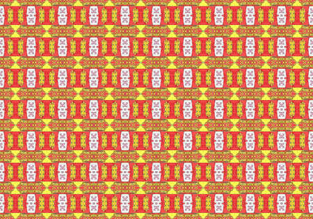 red Ethnic pattern. Abstract kaleidoscope fabric design.
