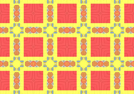red Ethnic pattern. Abstract kaleidoscope fabric design.の写真素材