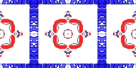 Blue Ethnic pattern. Abstract kaleidoscope fabric design.