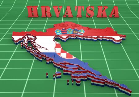 3D Map illustration of Croatia with coat of armsの写真素材