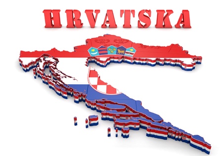 3D Map illustration of Croatia with coat of armsの写真素材