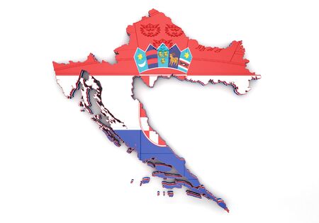 3D Map illustration of Croatia with coat of armsの写真素材