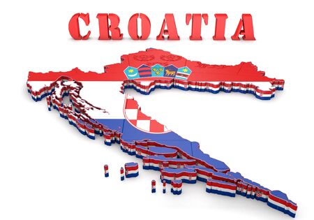 3D Map illustration of Croatia with coat of armsの写真素材