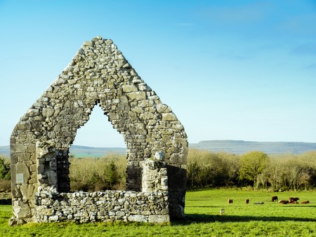 Church ruin in sunny day , Irelandの写真素材