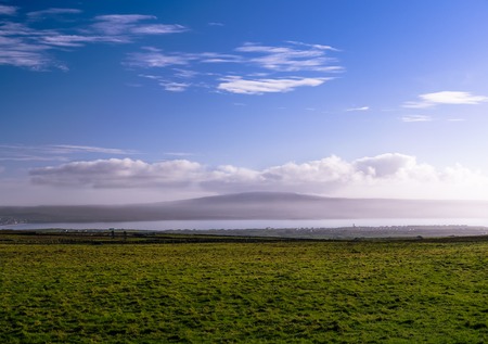 Mountainous terrain and the blue sky in Irelandの写真素材