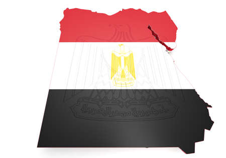3d Map illustration of Egypt with map and coat of armsの写真素材
