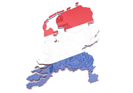 Map illustration of Netherlands with flag with coat of armsの写真素材