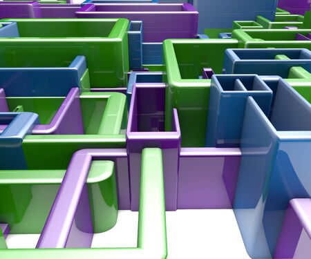 3D rendered illustration of abstract blue background with squaresの写真素材