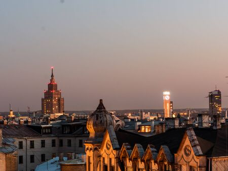 Panorama of Riga from one the buildings roofの写真素材