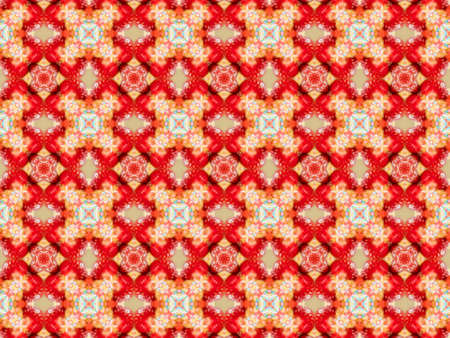 red Ethnic pattern. Abstract kaleidoscope fabric design.の写真素材