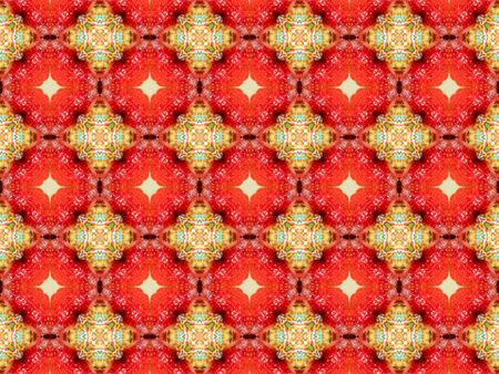 red Ethnic pattern. Abstract kaleidoscope fabric design.の写真素材