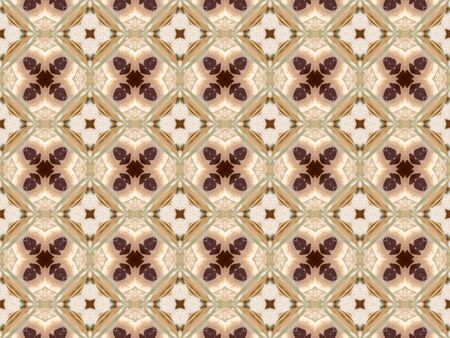 Brown Ethnic pattern. Abstract kaleidoscope fabric design.の写真素材