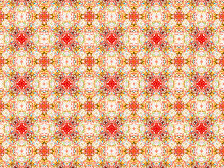 red Ethnic pattern. Abstract kaleidoscope fabric design.
