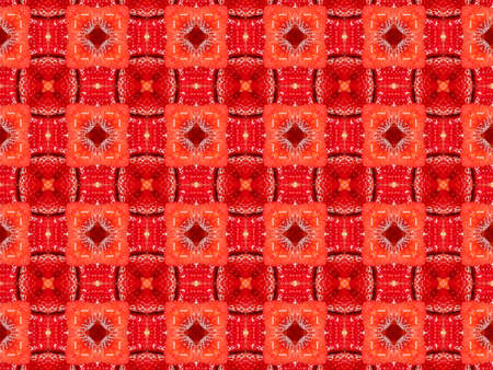 red Ethnic pattern. Abstract kaleidoscope fabric design.