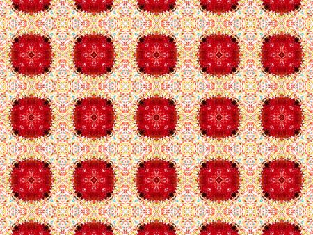 red Ethnic pattern. Abstract kaleidoscope fabric design.の写真素材