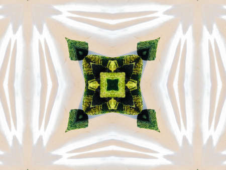 Green Ethnic pattern. Abstract kaleidoscope fabric design.