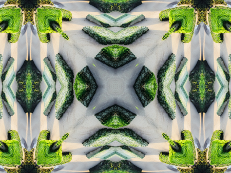 Green Ethnic pattern. Abstract kaleidoscope fabric design.