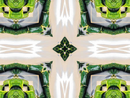 Green Ethnic pattern. Abstract kaleidoscope fabric design.の写真素材