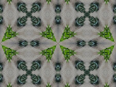 Green Ethnic pattern. Abstract kaleidoscope fabric design.