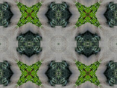 Green Ethnic pattern. Abstract kaleidoscope fabric design.