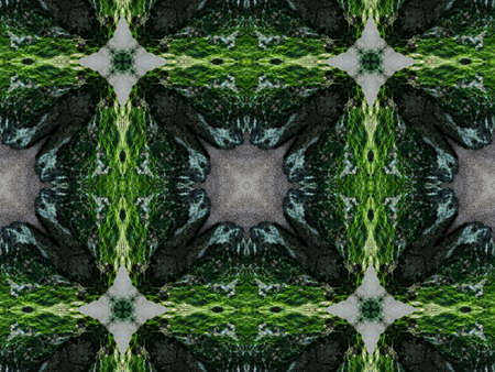 Green Ethnic pattern. Abstract kaleidoscope fabric design.の写真素材