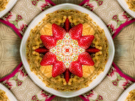 Brown Ethnic pattern. Abstract kaleidoscope fabric design.の写真素材