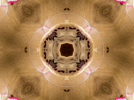 Brown Ethnic pattern. Abstract kaleidoscope fabric design.の写真素材