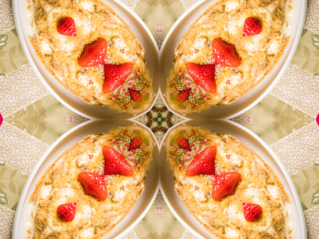 Brown Ethnic pattern. Abstract kaleidoscope fabric design.の写真素材