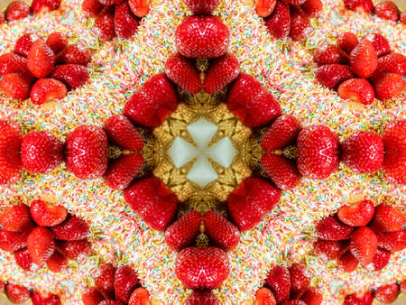 red Ethnic pattern. Abstract kaleidoscope fabric design.の写真素材
