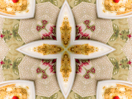Brown Ethnic pattern. Abstract kaleidoscope fabric design.