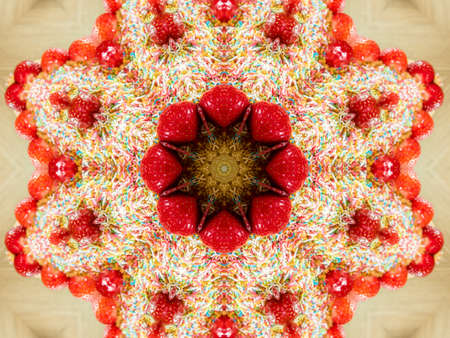 Brown Ethnic pattern. Abstract kaleidoscope fabric design.の写真素材