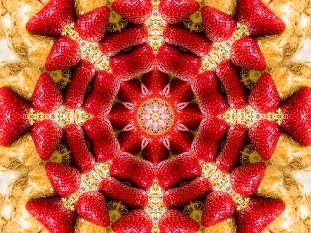 red Ethnic pattern. Abstract kaleidoscope fabric design.の写真素材