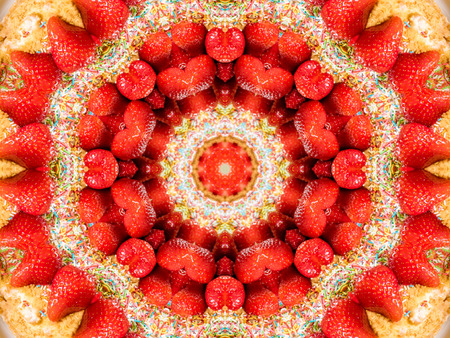 red Ethnic pattern. Abstract kaleidoscope fabric design.の写真素材